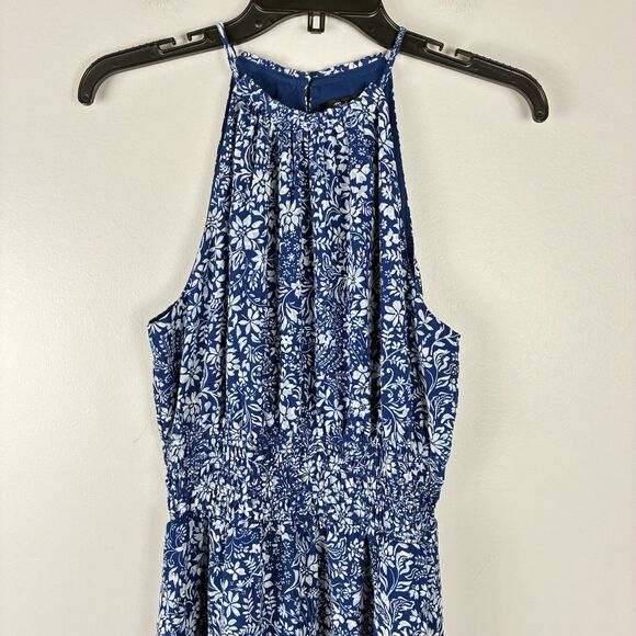 Madewell Smocked Halter Midi Dress Blue Floral Sz 6 NWT Romantic Feminine - Picture 4 of 10
